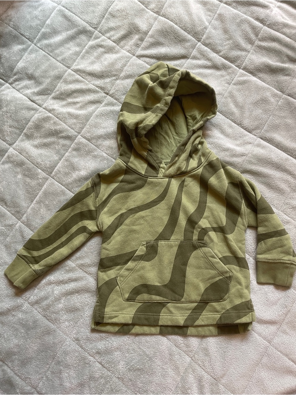 GAP Olive Green Hooded Sweatshirt with Dark Olive Wave Print